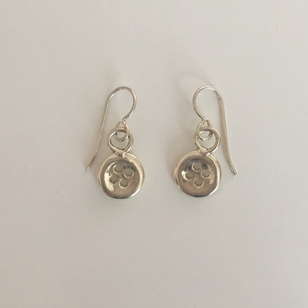 Silver button earrings